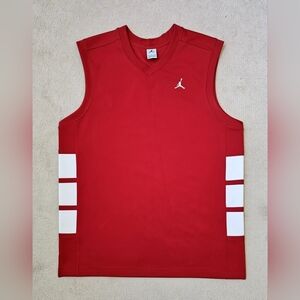 Jordan Red Basketball Tank with White Side Blocks